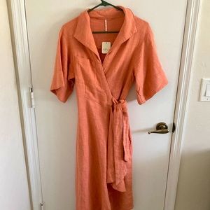 Gorgeous coral free people dress 100% cotton